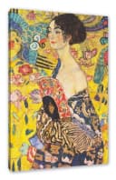 Pixxprint Leinwandbild Gustav Klimt - Frau mit Fächer Bunt Bild 2