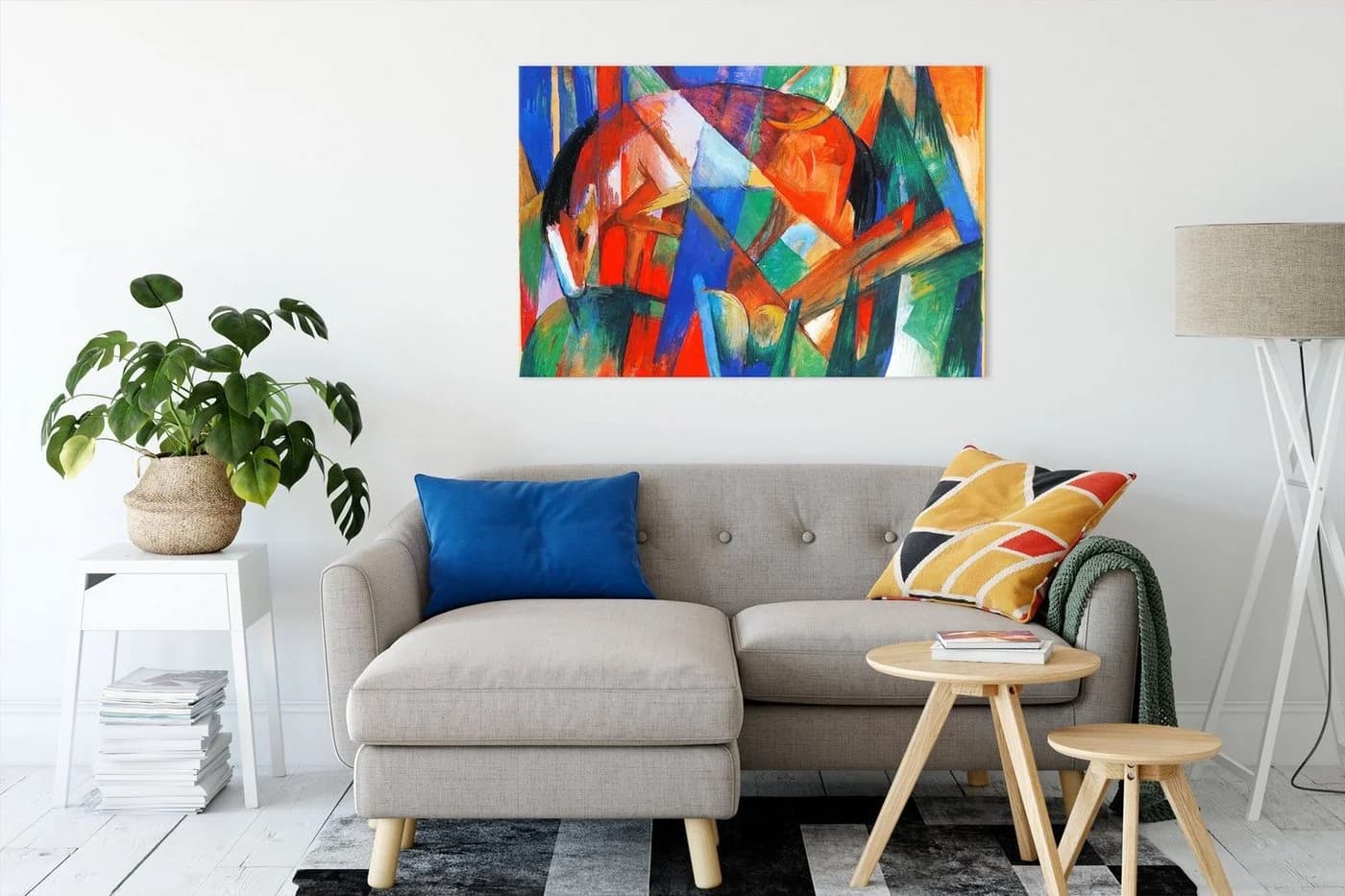 Pixxprint Leinwandbild Franz Marc Fabeltier II Pferd Bunt