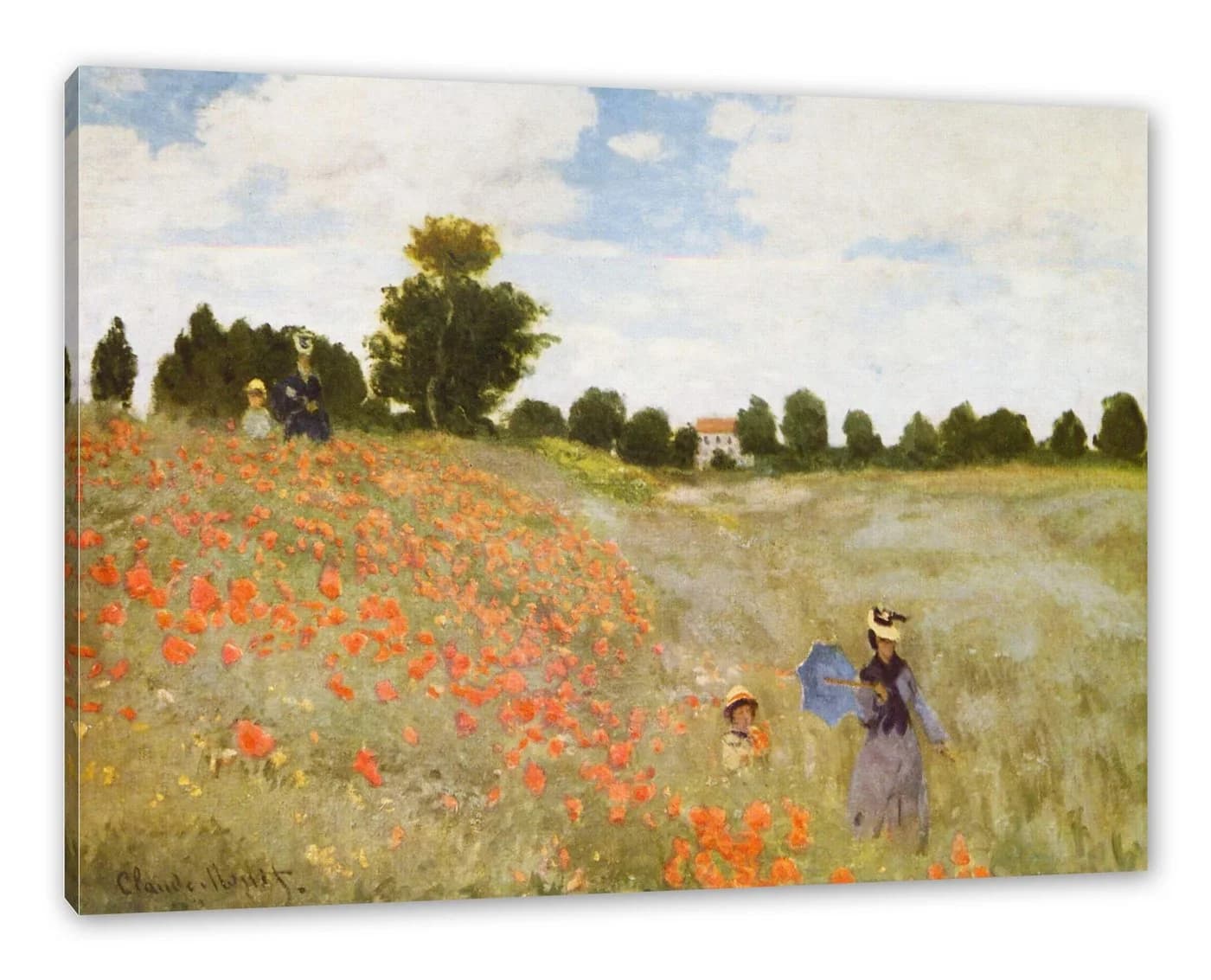 Pixxprint Leinwandbild Claude Monet Mohnfeld II Bunt - Bild 2