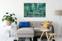 Pixxprint Leinwandbild Claude Monet Seerosen und japanische Brücke Bunt Bild 1