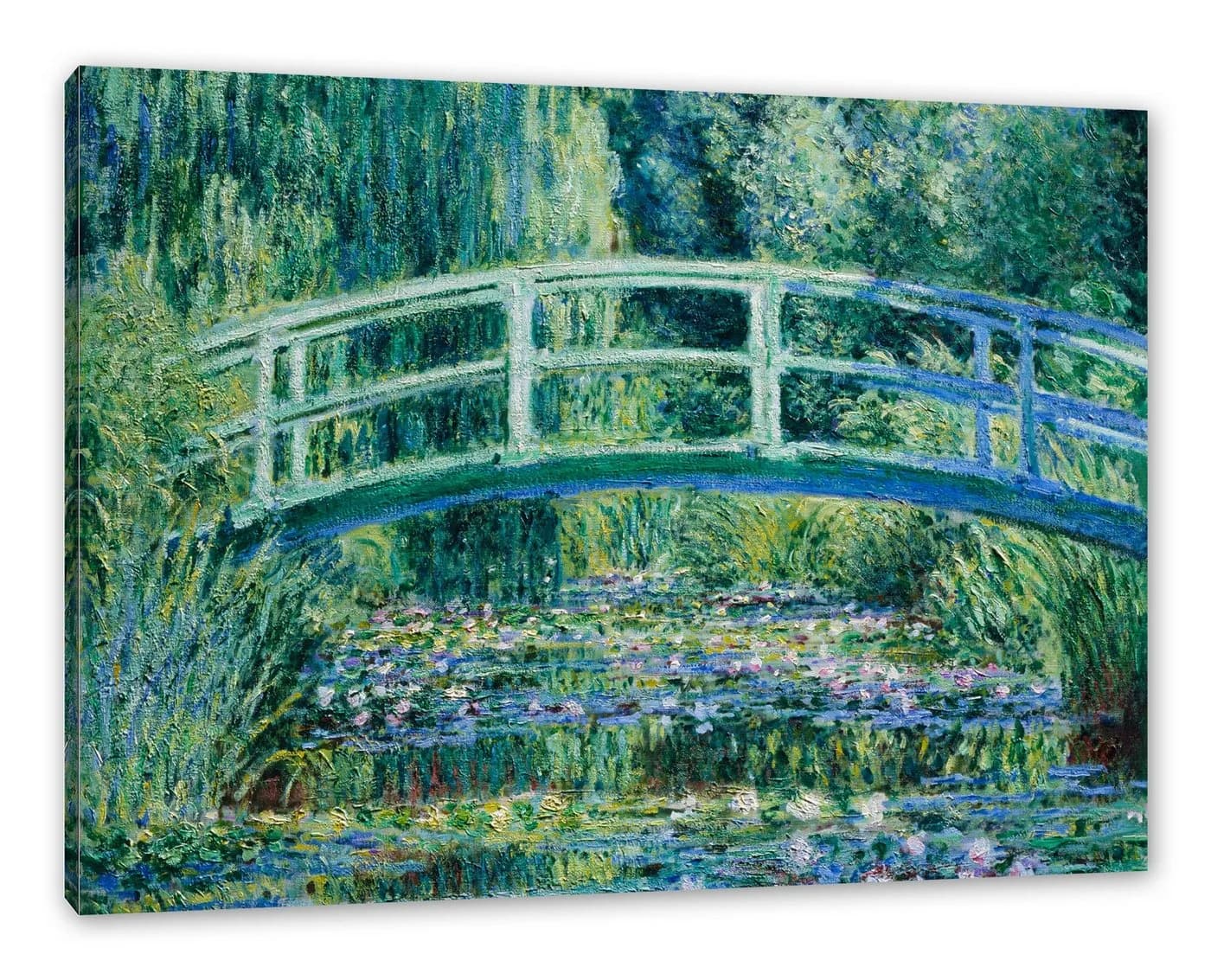Pixxprint Leinwandbild Claude Monet Seerosen und japanische Brücke Bunt - Bild 2