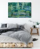 Pixxprint Leinwandbild Claude Monet Seerosen und japanische Brücke Bunt Bild 3