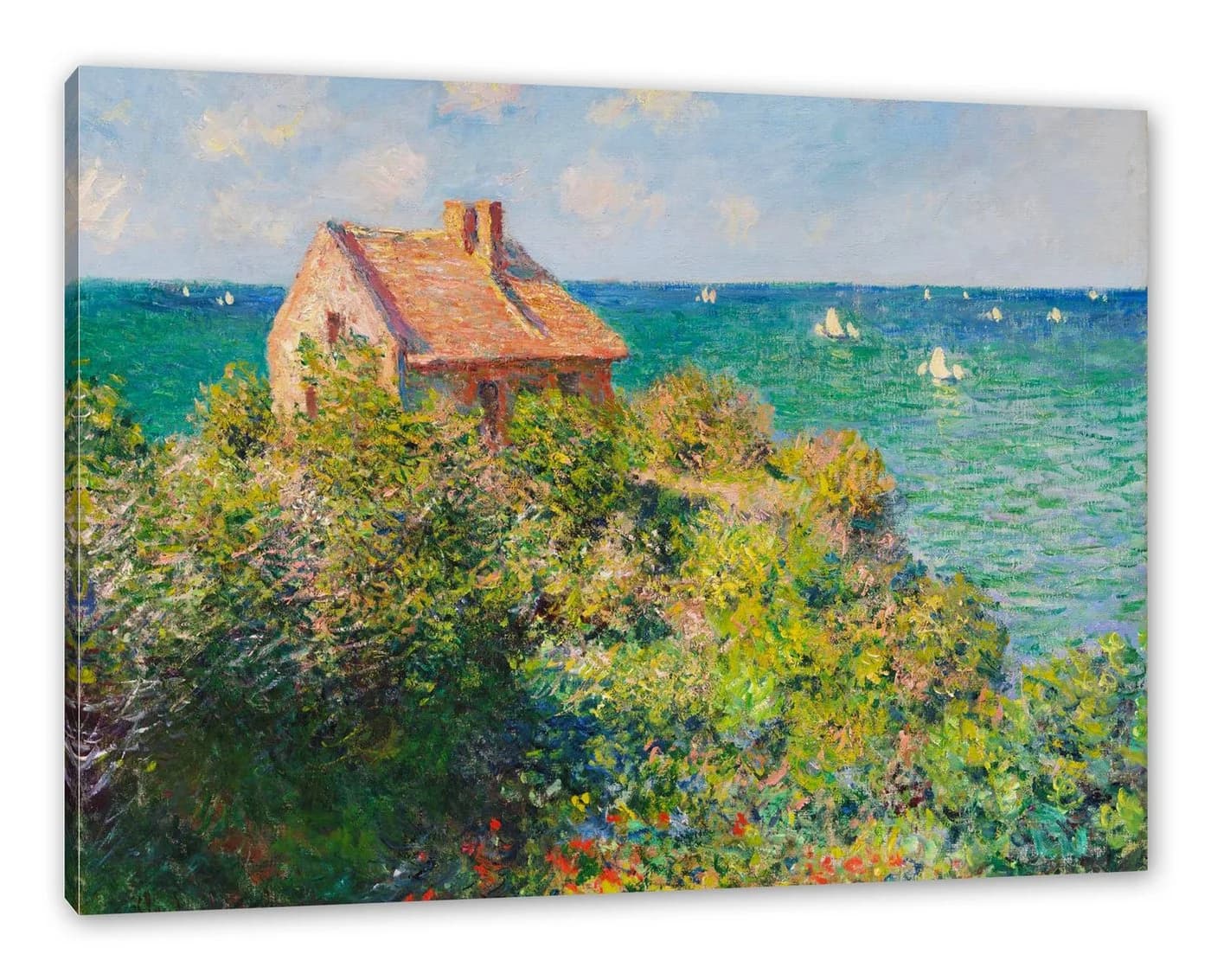Pixxprint Leinwandbild Claude Monet Fischer-Häuschen in Varengeville - Bild 2