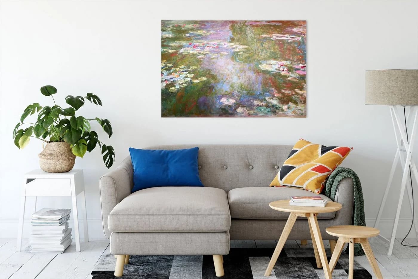 Pixxprint Leinwandbild Claude Monet Seerosenteich Bunt