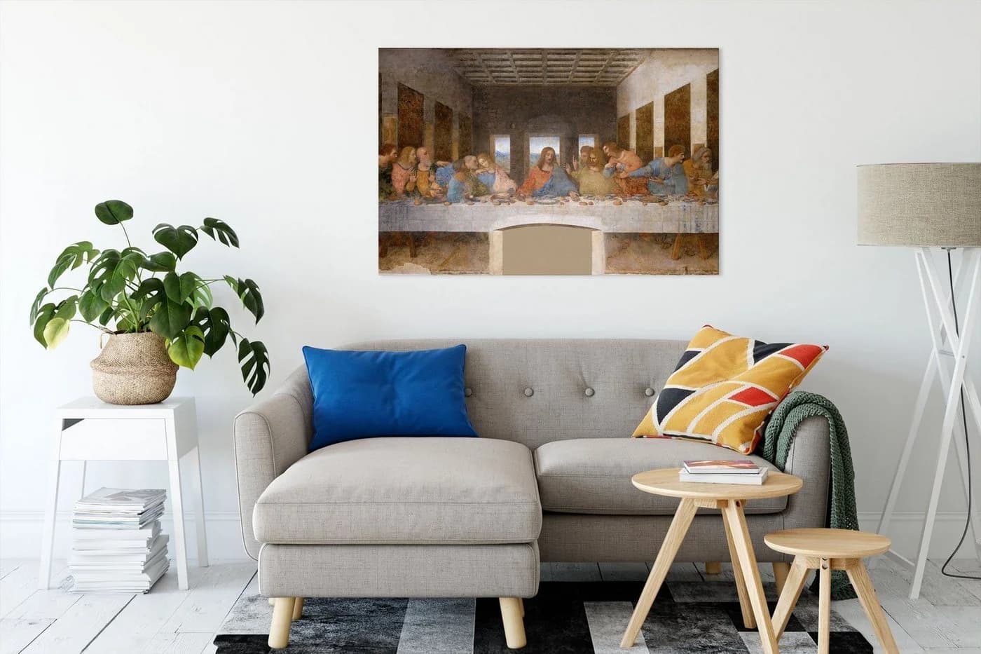 Pixxprint Leinwandbild Leonardo da Vinci Das letzte Abendmahl Bunt