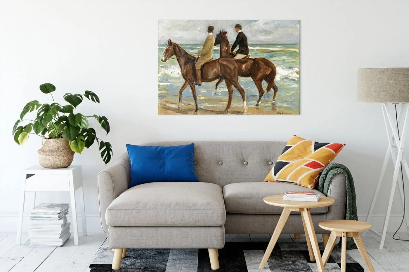 Pixxprint Leinwandbild Max Liebermann Zwei Reiter am Strand