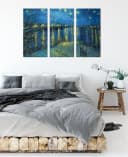 Pixxprint Leinwandbild Vincent Van Gogh Sternennacht über die Rhône 3-Teiler Bild 3