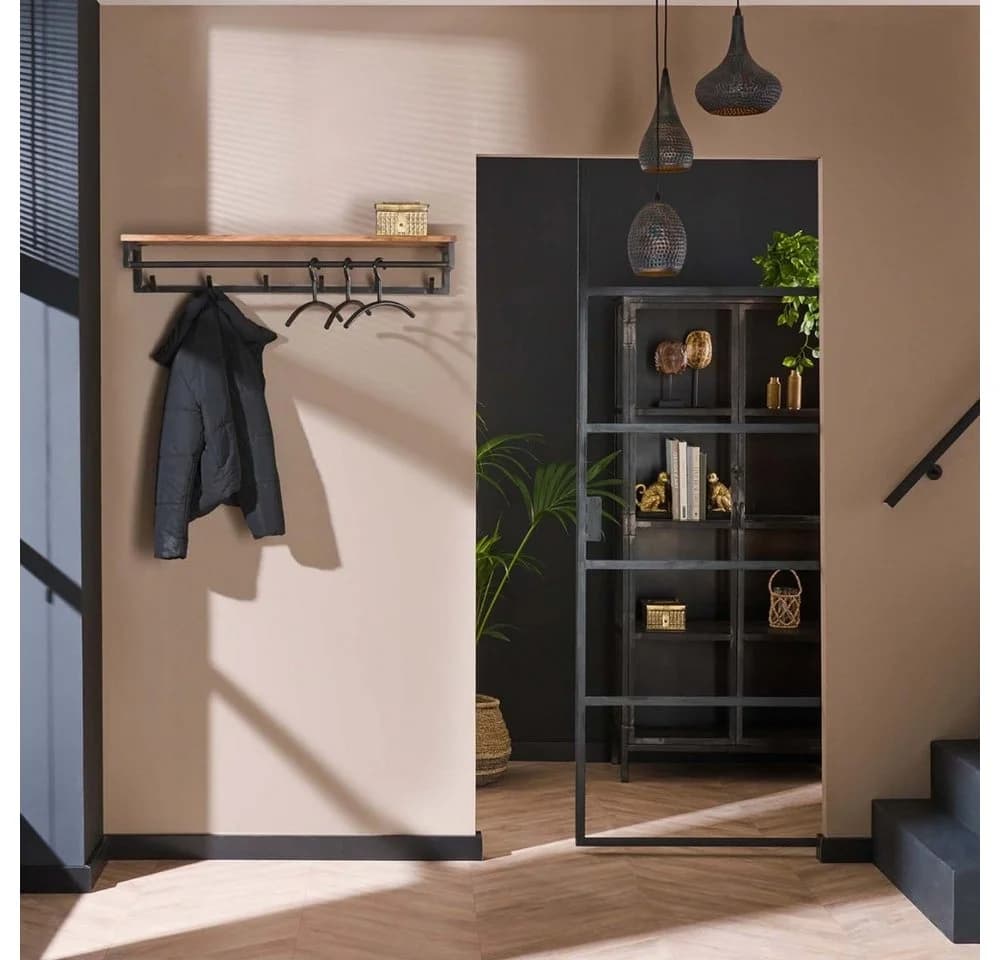 RINGO-Living Garderobe Ike Kleiderständer Vintage Akazienholz 6 Haken