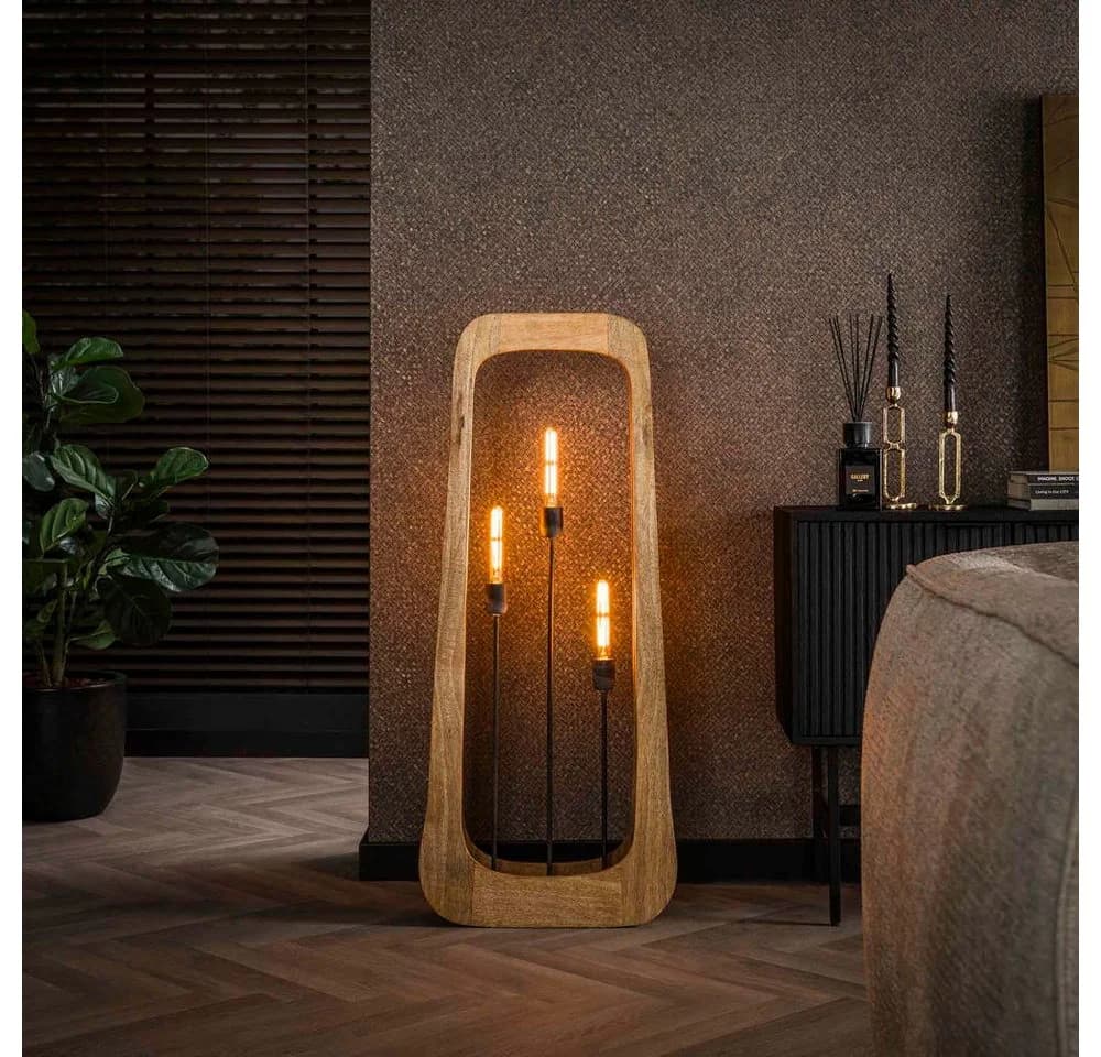 famlights Stehlampe Baila Natur E27 3-flammig Mangoholz - Bild 2