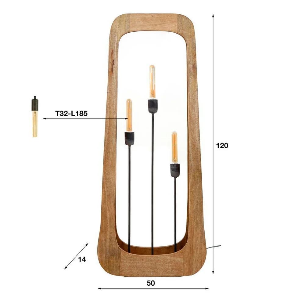 famlights Stehlampe Baila Natur E27 3-flammig Mangoholz - Bild 5