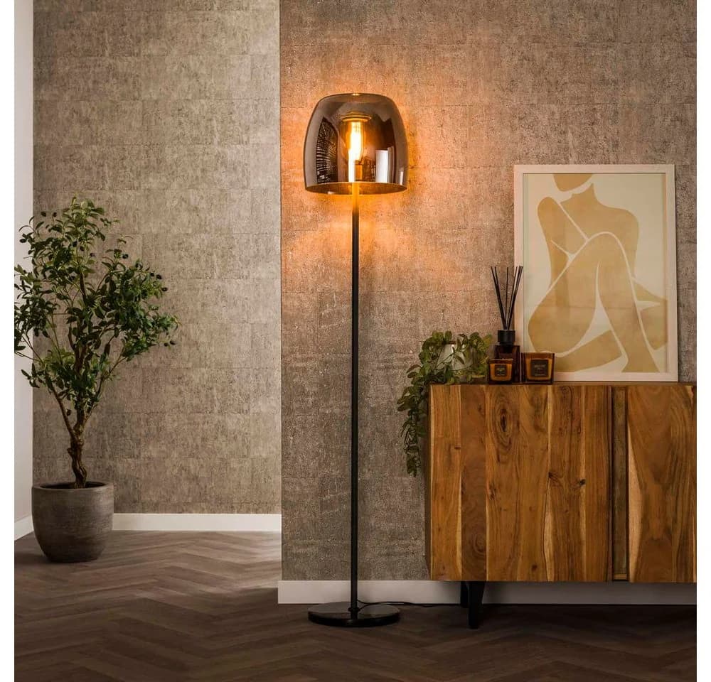 famlights Stehlampe Dina Schwarz-transparent E27 Glas Metall - Bild 2