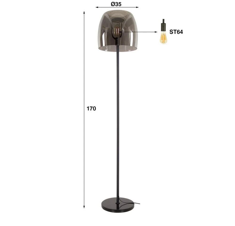 famlights Stehlampe Dina Schwarz-transparent E27 Glas Metall - Bild 4