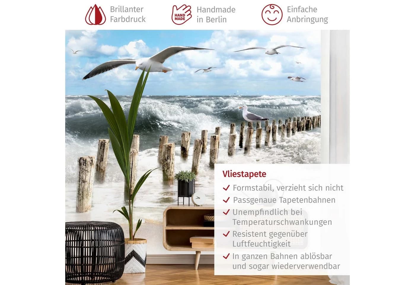 Bilderdepot24 Fototapete Strand Meer Absolut Sylt Vliestapete Matt Blau - Bild 3