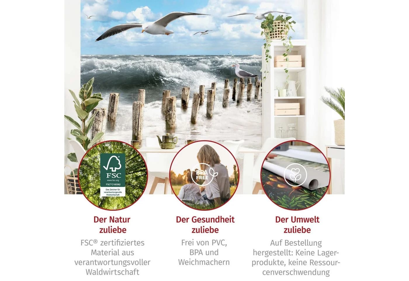 Bilderdepot24 Fototapete Strand Meer Absolut Sylt Vliestapete Matt Blau - Bild 5
