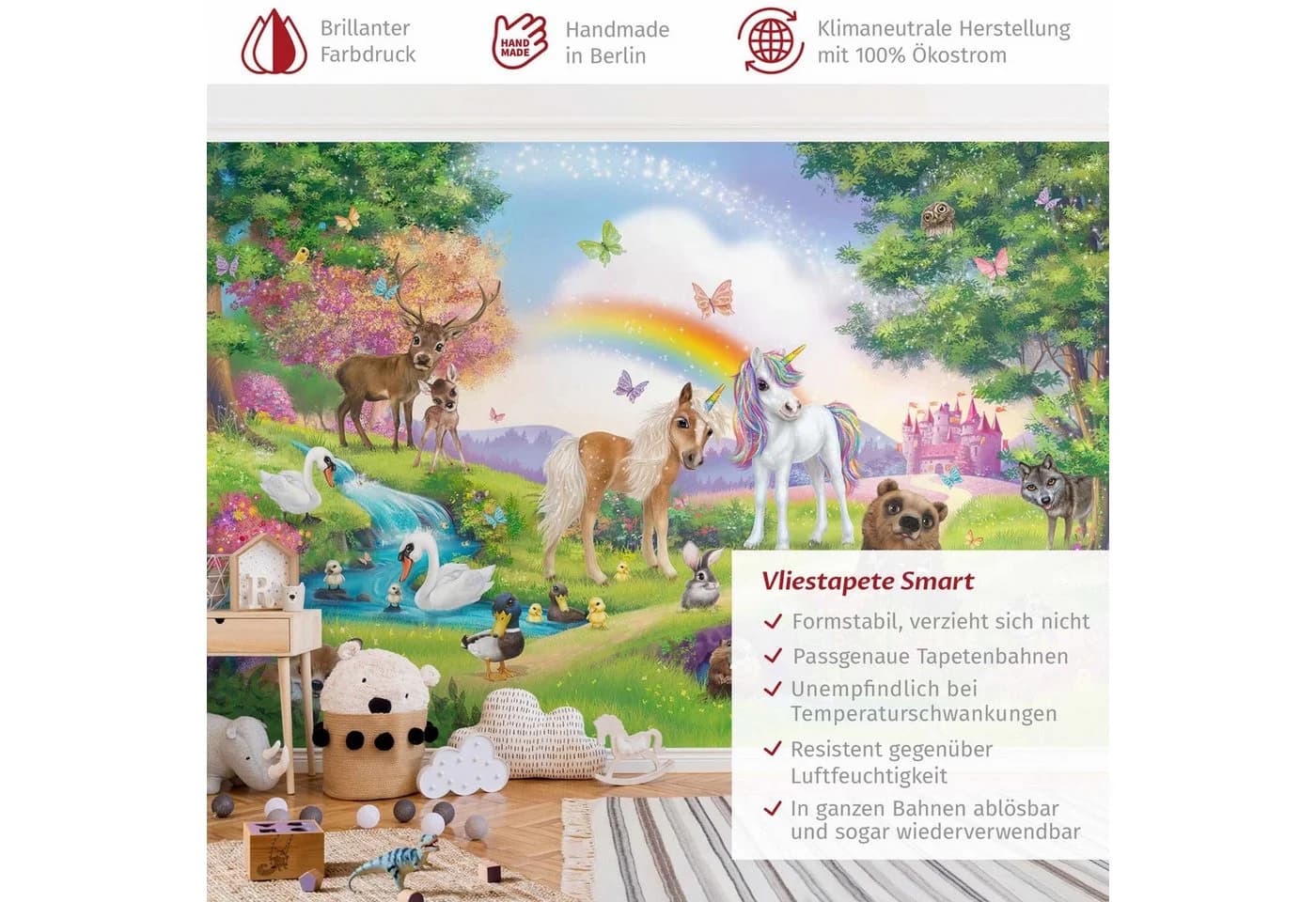 Bilderdepot24 Kindertapete Zauberwald Einhorn Bunt Vliestapete - Bild 3