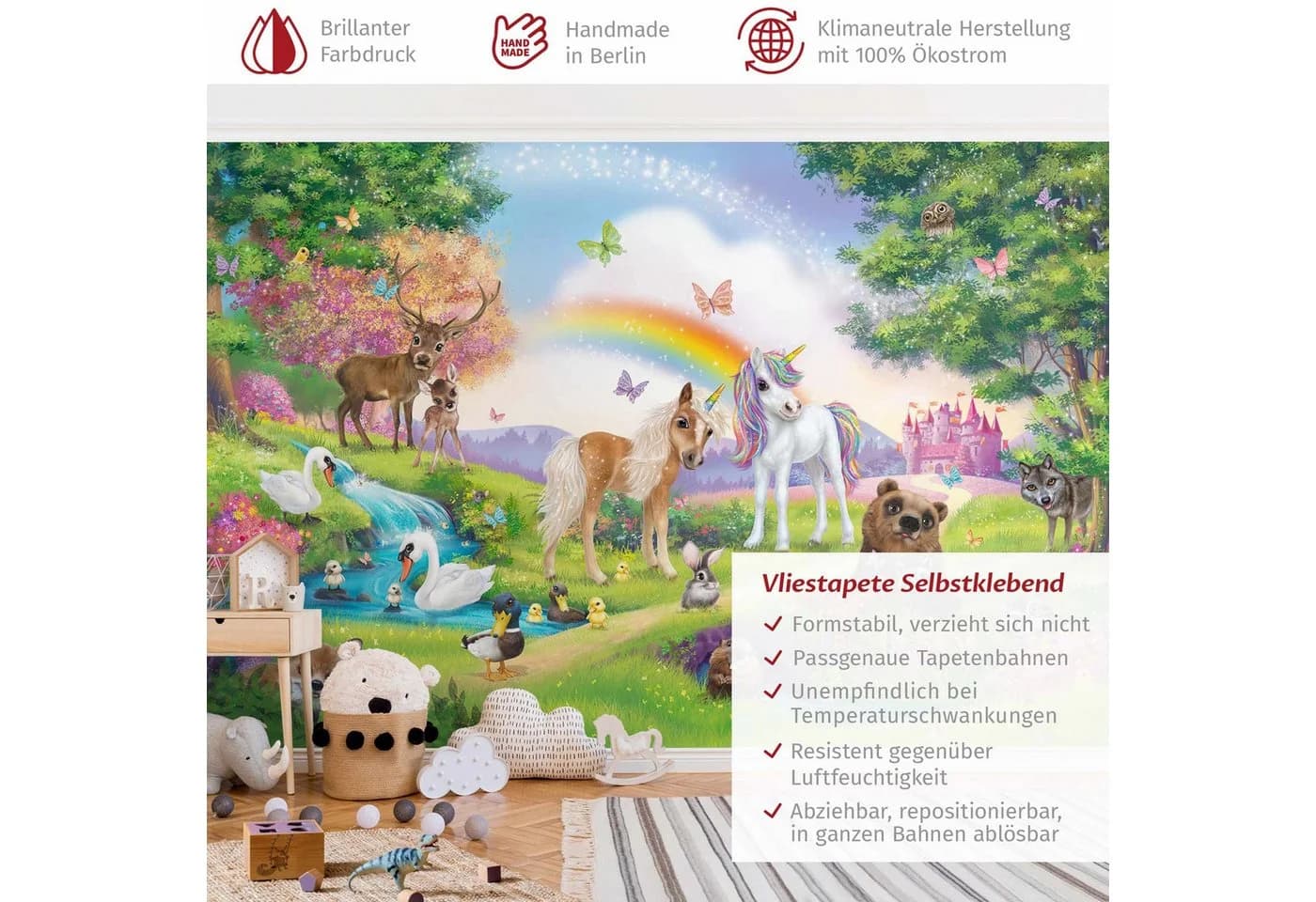 Bilderdepot24 Kindertapete Einhorn Zauberwald Vliestapete Bunt - Bild 3