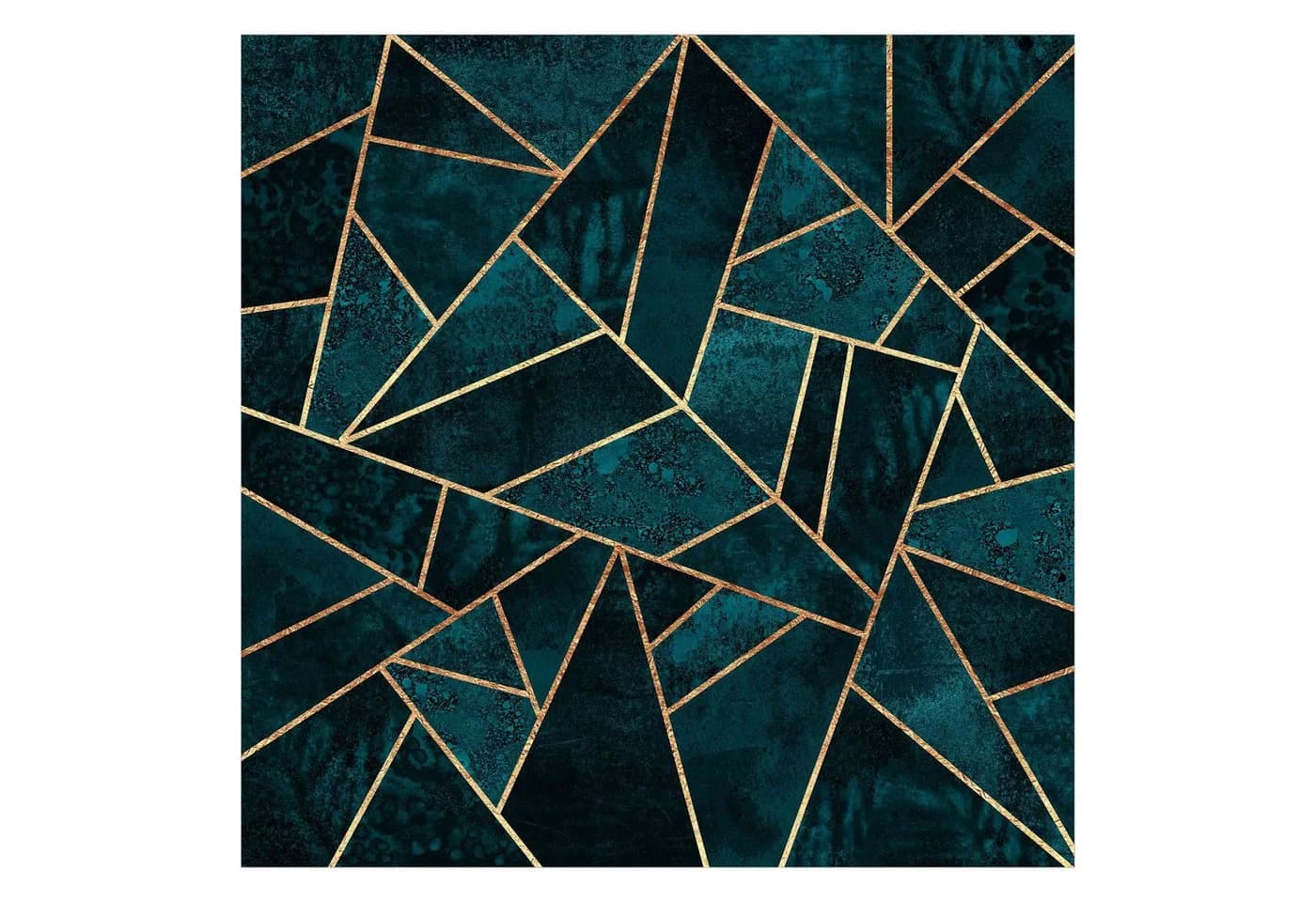 Bilderdepot24 Vliestapete Abstrakt Dunkles Türkis Gold Tapete Wanddeko Modern Kunst