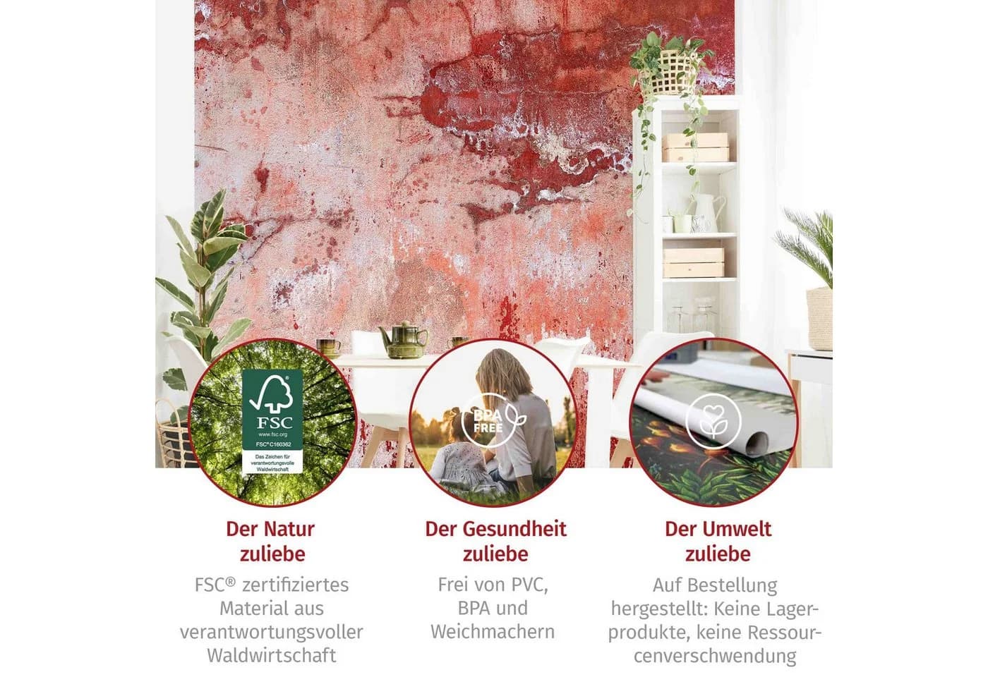 Bilderdepot24 Vliestapete Beton Grunge Rot Grau Industrial - Bild 5