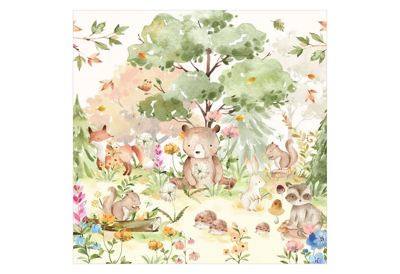 Bilderdepot24 Kindertapete Aquarell Waldtiere Vlies