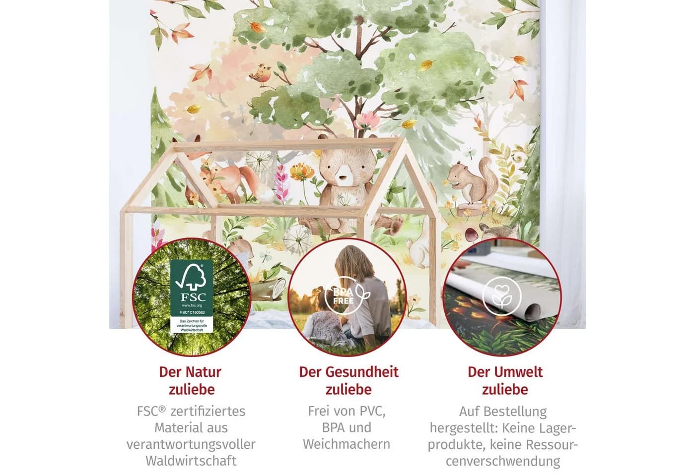 Bilderdepot24 Kindertapete Aquarell Waldtiere Vlies - Bild 5