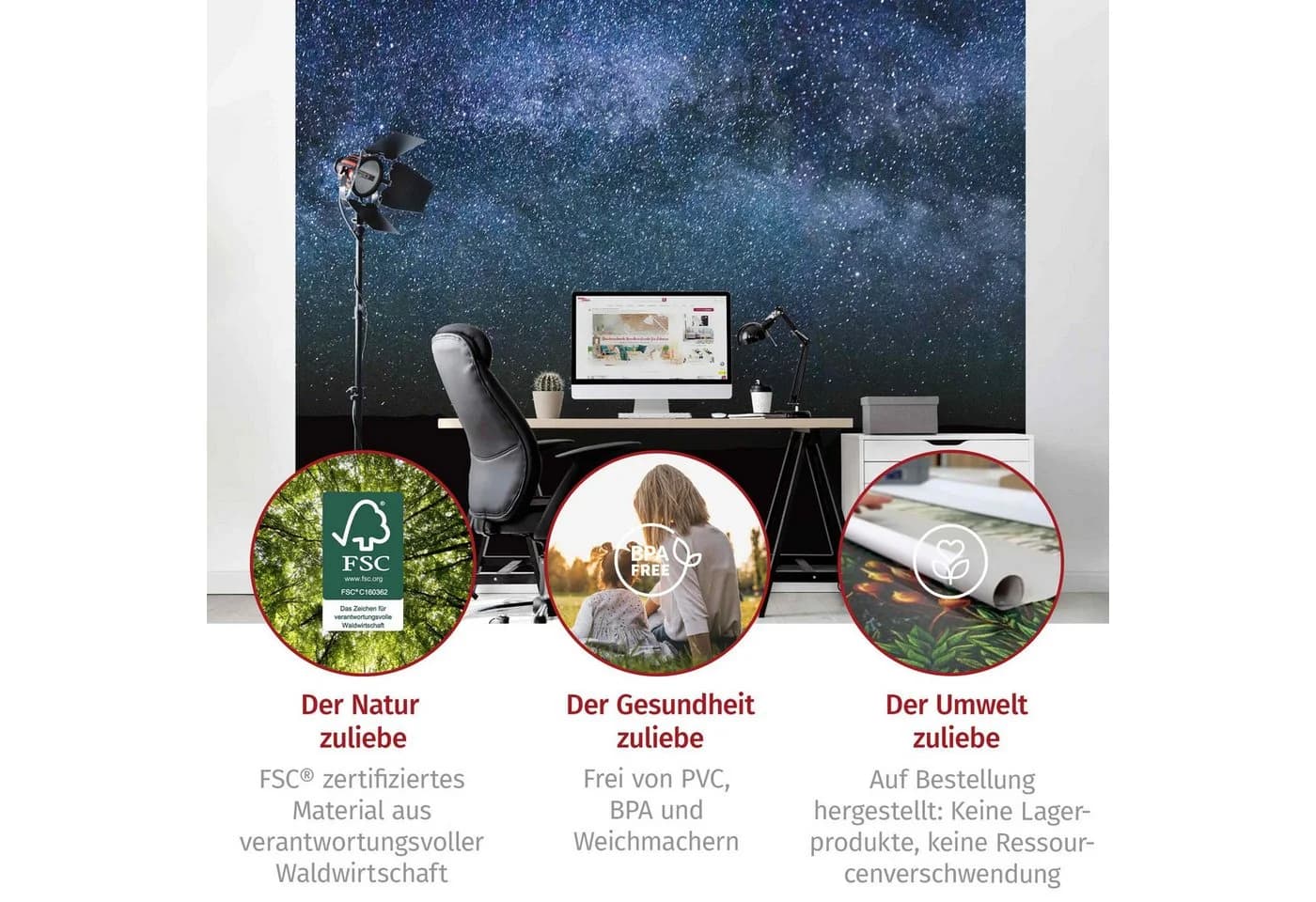 Bilderdepot24 Fototapete Sternenhimmel Vliestapete Matt Schwarz Blau - Bild 5