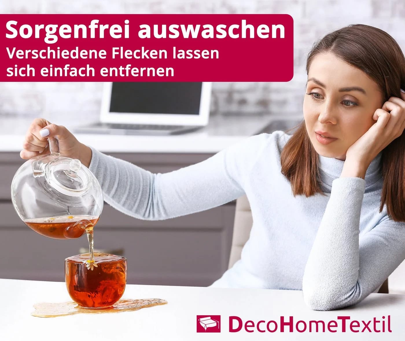 DecoHomeTextil Tischdecke 100% Baumwolle Weiß Damast Gastro Edition - Bild 3