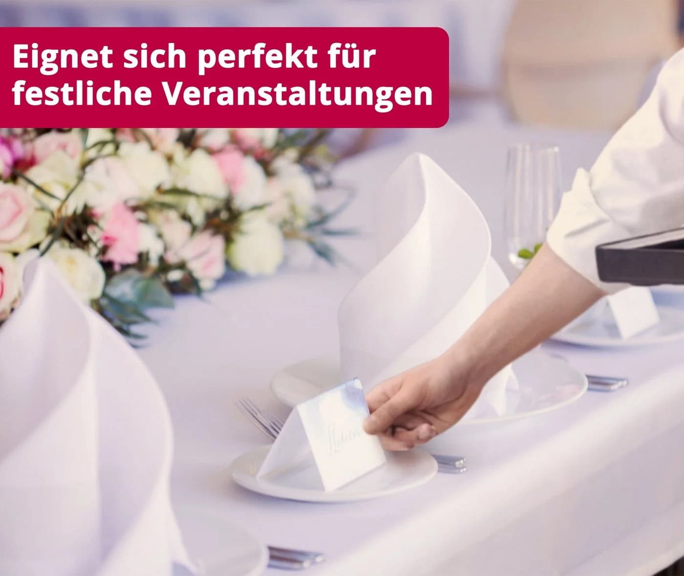 DecoHomeTextil Tischdecke 100% Baumwolle Weiß Damast Gastro Edition - Bild 4