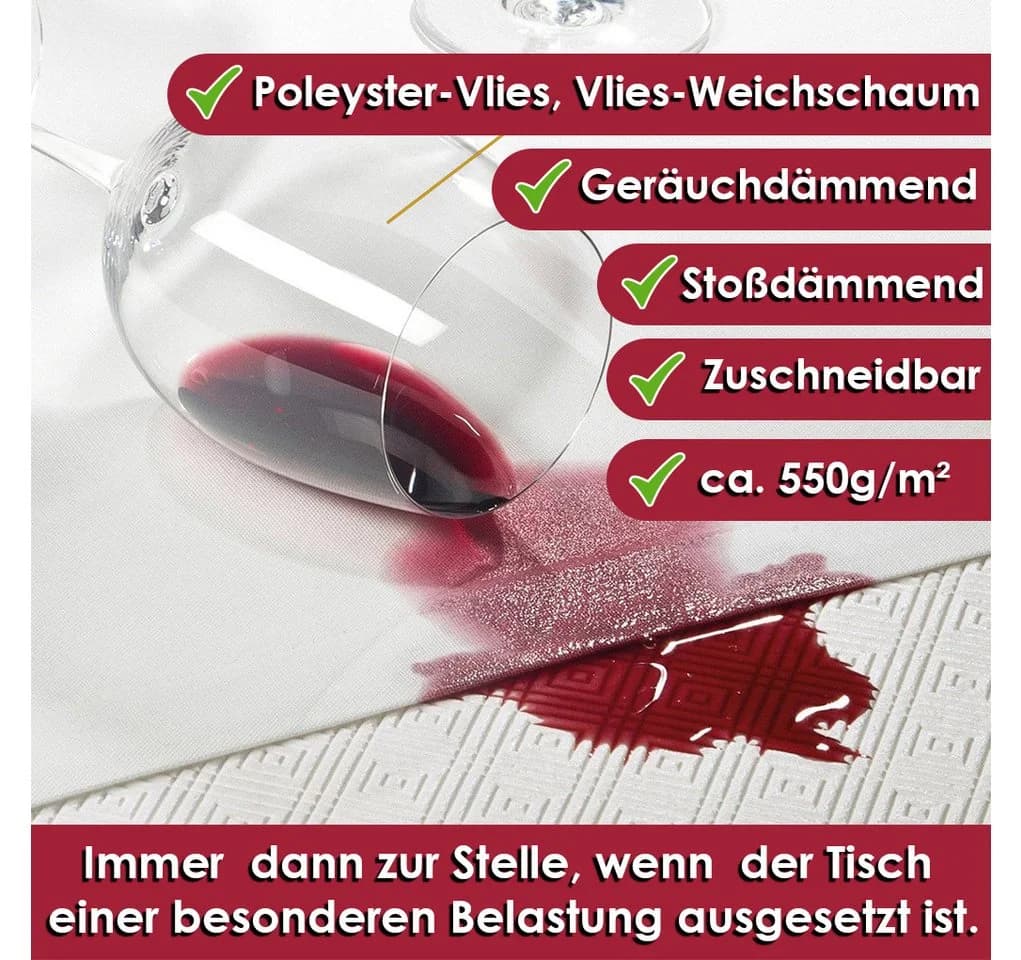 DecoHomeTextil Tischdecke Tischpolster Tischschoner Tischbelag Tischschutz Eckig Weiß