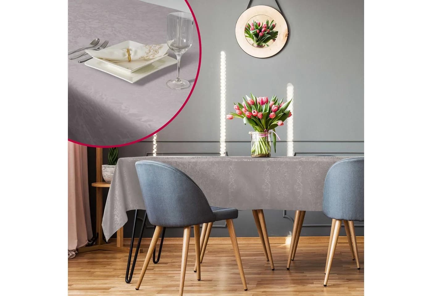 DecoHomeTextil Tischdecke Harmony Weiß Pflegeleicht Polyester - Bild 4