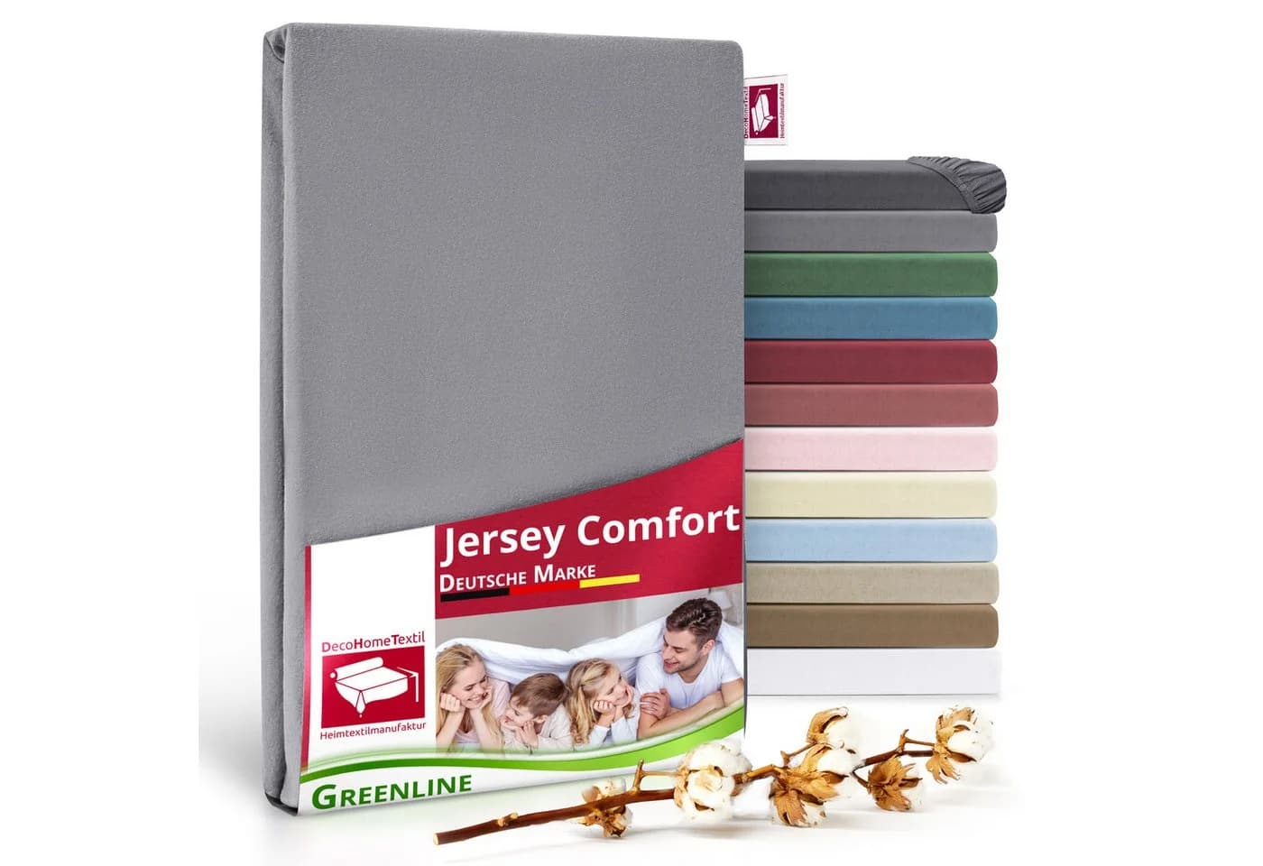 DecoHomeTextil Spannbettlaken Premium Jersey Grau 100% Baumwolle - Bild 2