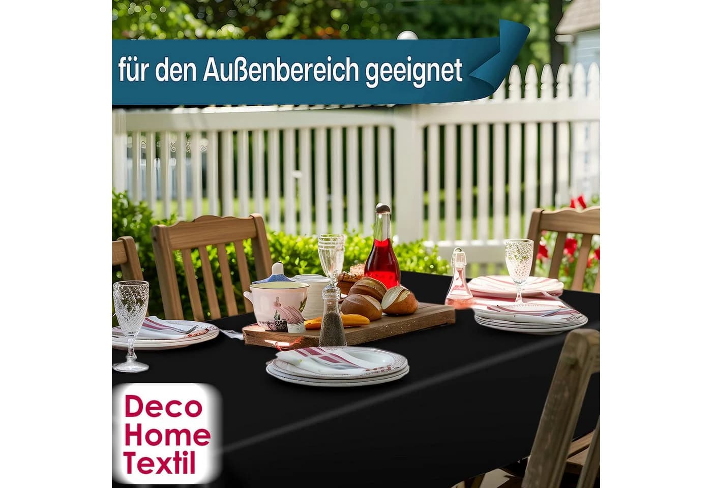 DecoHomeTextil Heimtextilmanufaktur Tischdecke Lackfolie Schwarz