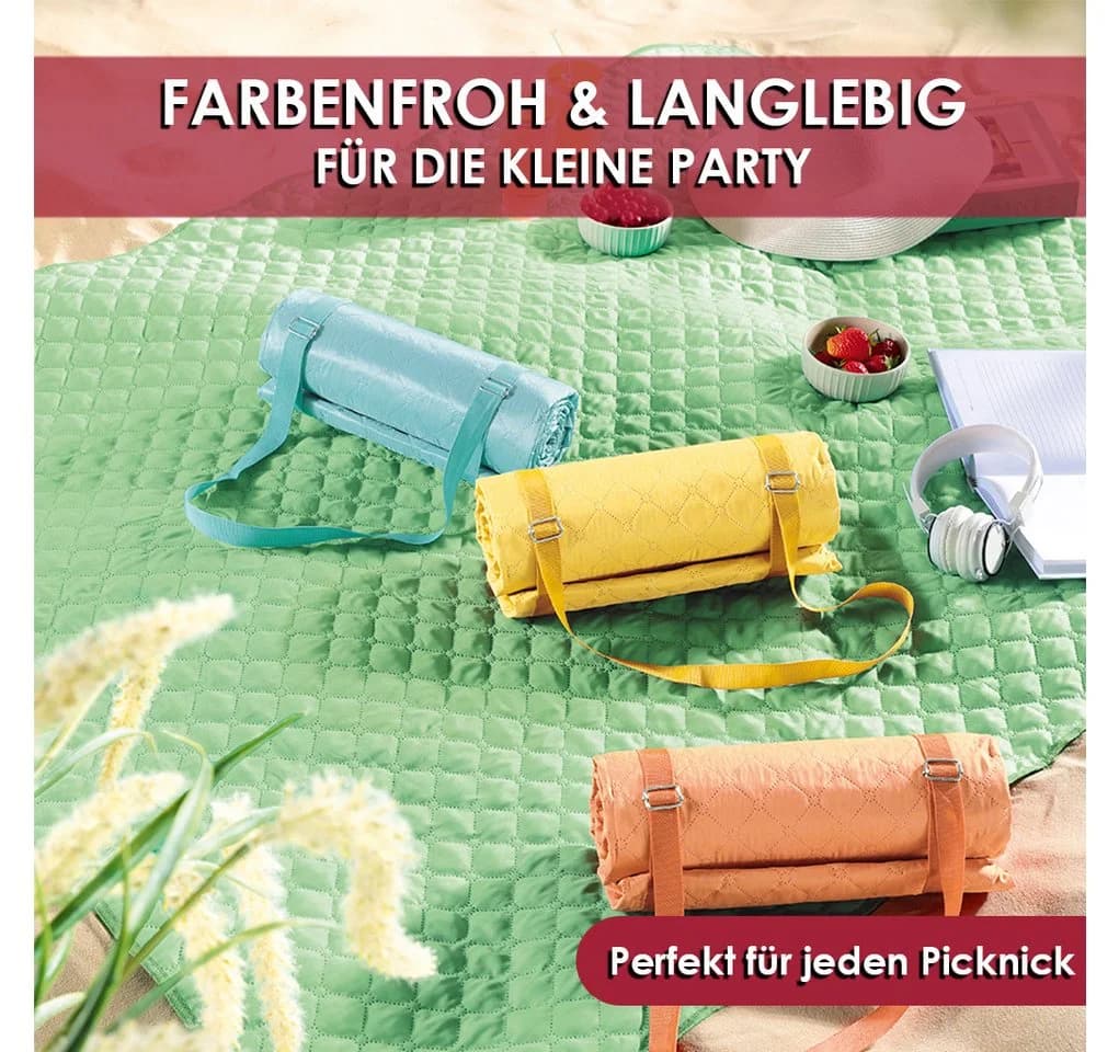 Picknickdecke mit Tragegurt Gelb 130x170cm Outdoor Camping Strand