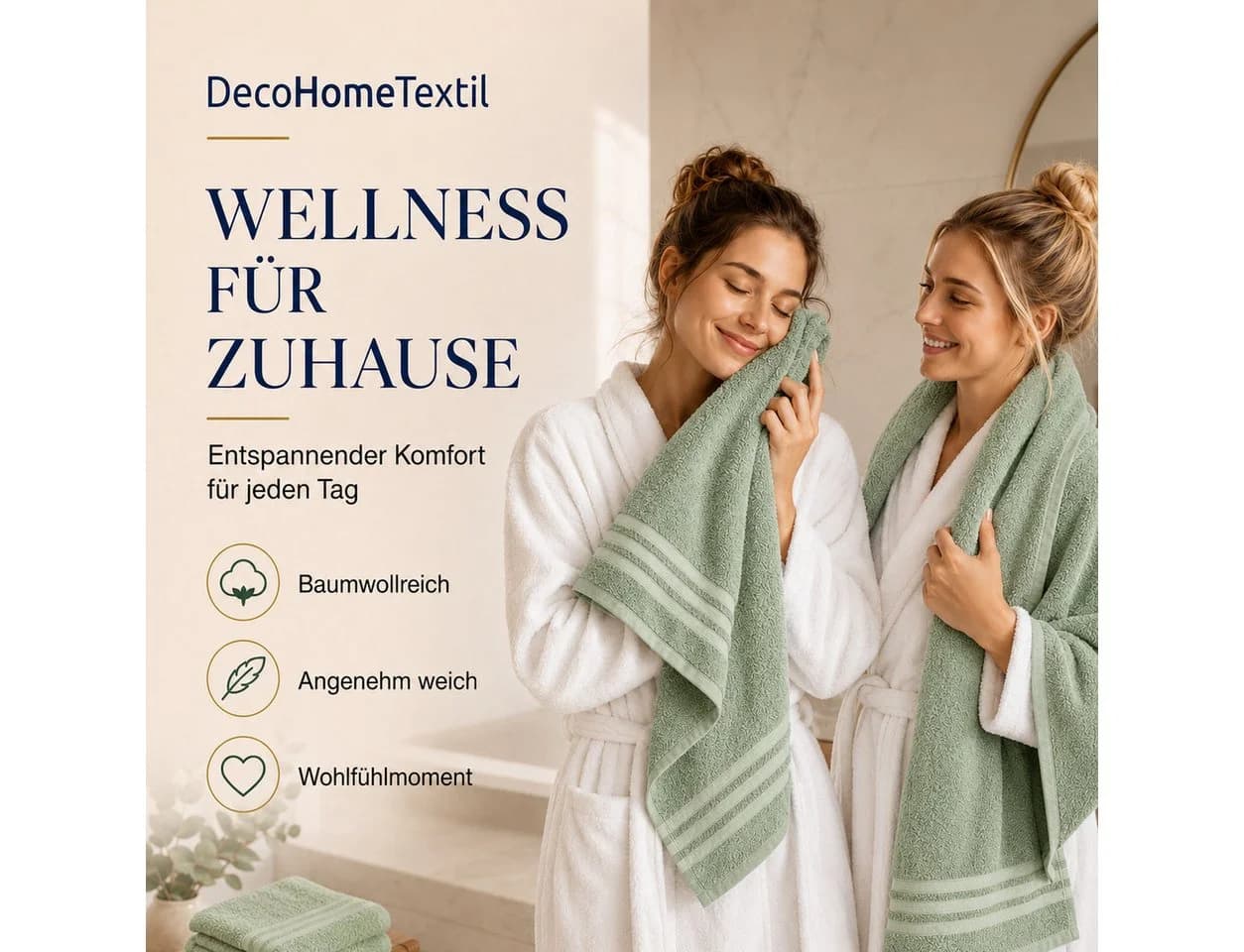 DecoHomeTextil Handtuch Set Eco Frottier Grün Nachhaltig - Bild 3