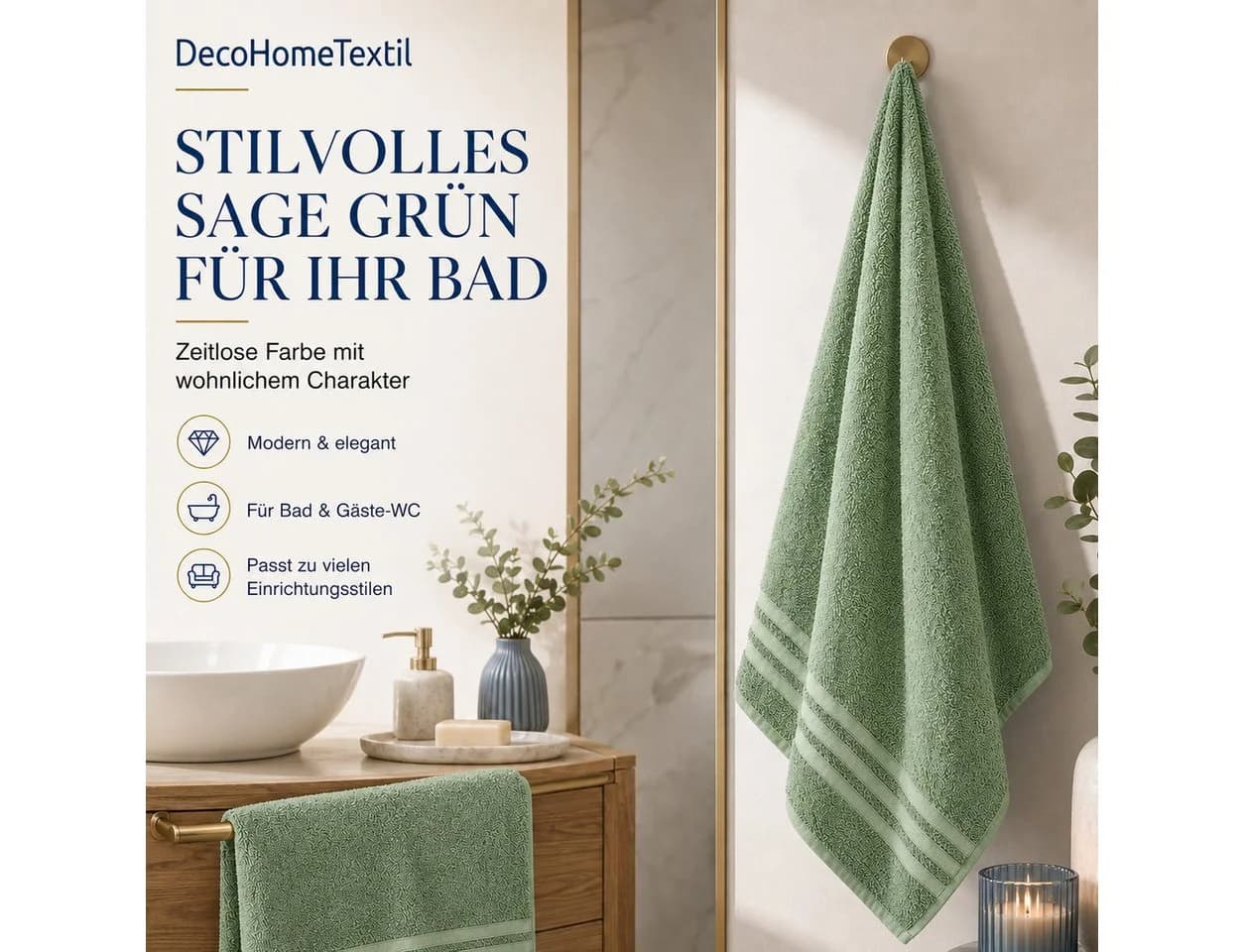 DecoHomeTextil Handtuch Set Eco Frottier Grün Nachhaltig - Bild 4