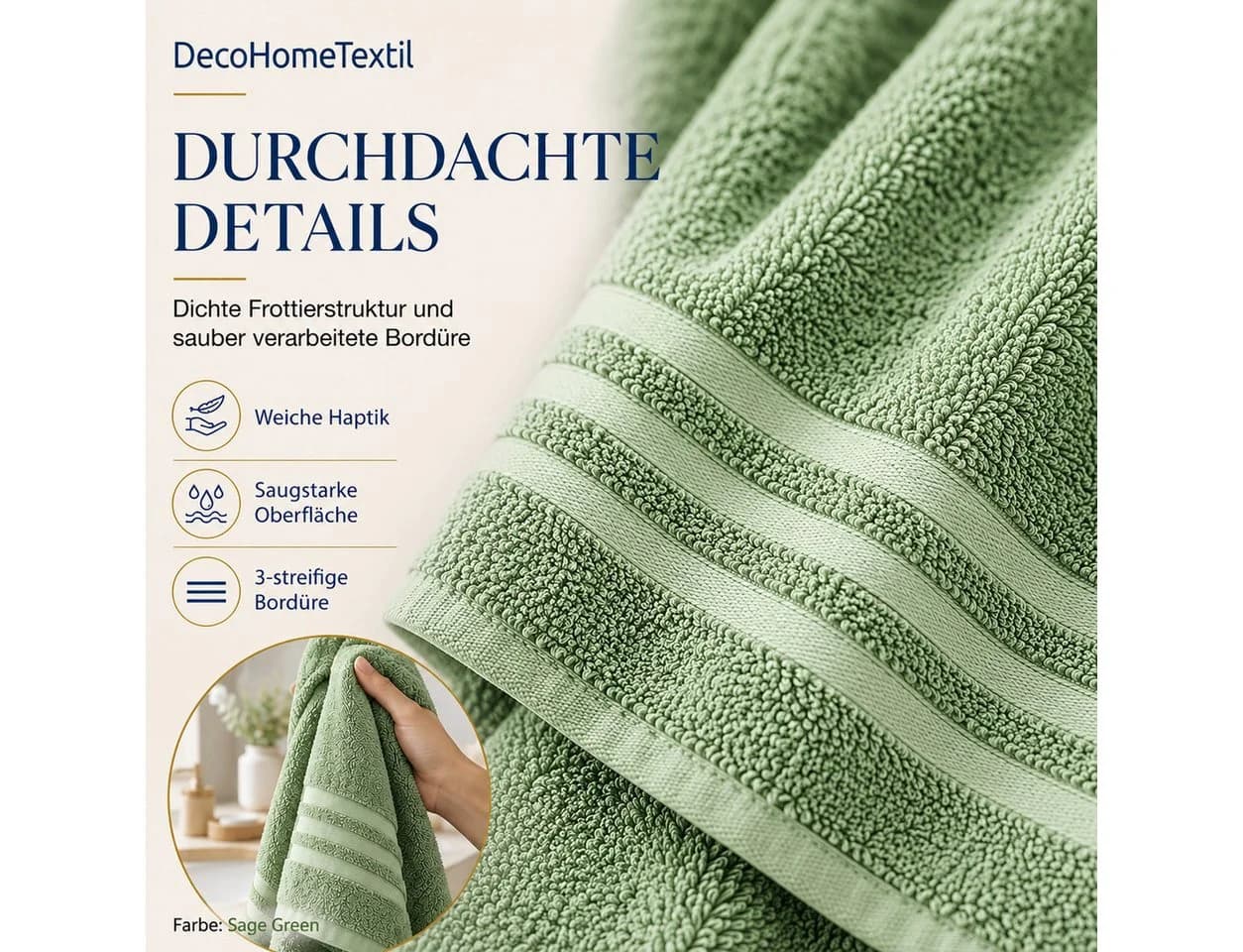 DecoHomeTextil Handtuch Set Eco Frottier Grün Nachhaltig - Bild 5