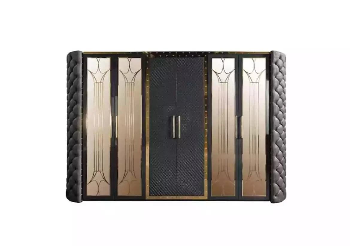 JVmoebel Komplettschlafzimmer 6-tlg. Modern Grau Holz/Metall/Kunstleder - Bild 5