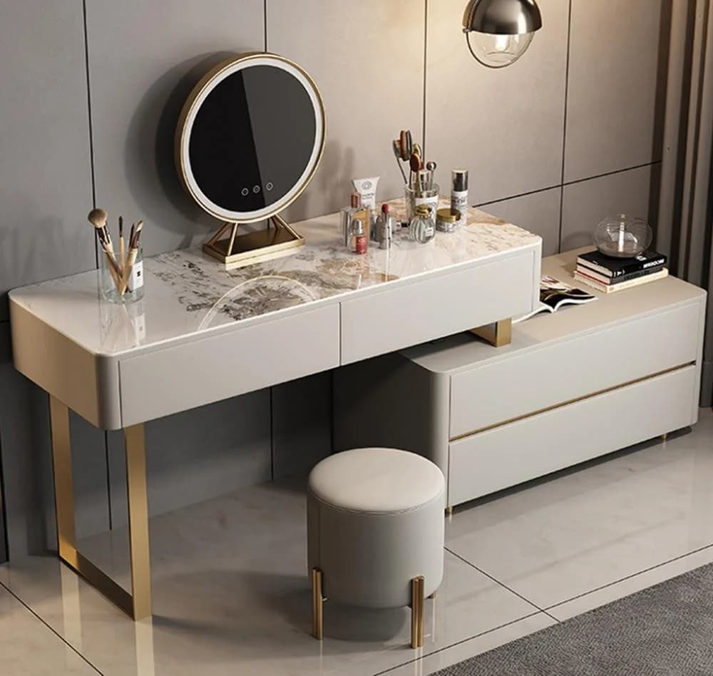 JVmoebel Schminktisch Weiß Holz Elegant