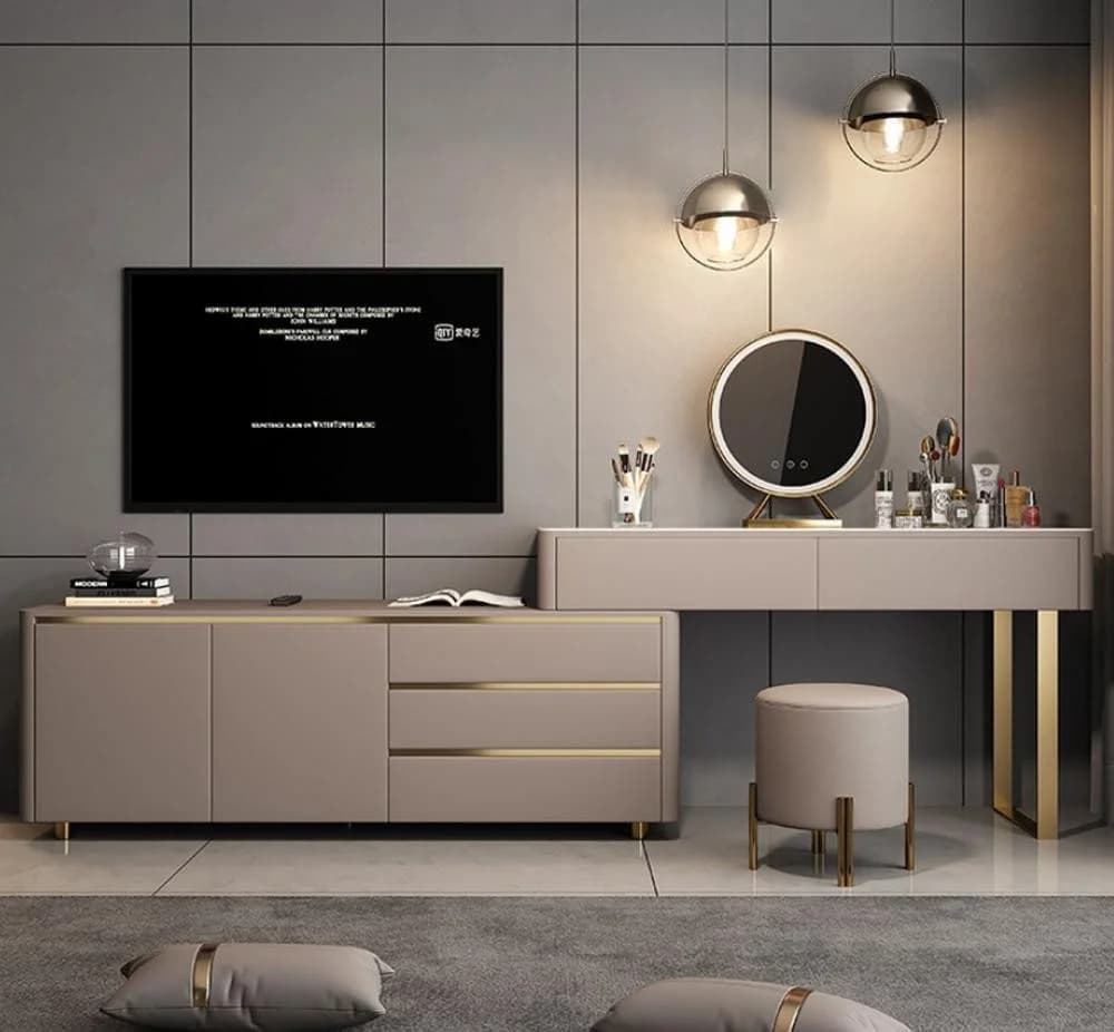 JVmoebel Schminktisch Grau RTV Design Eleganter Frisiertisch
