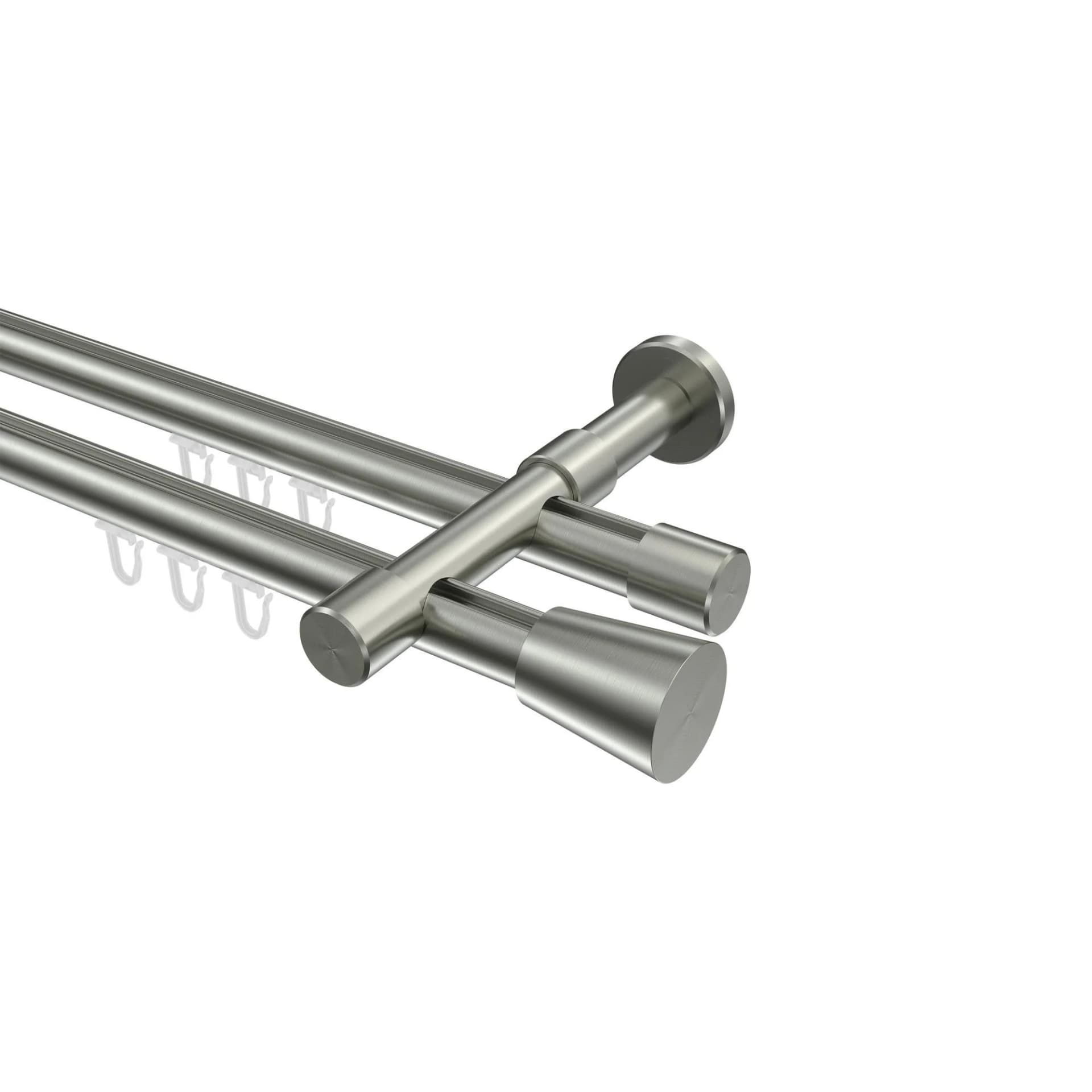 GARDINENSTANGE INNENLAUF Prestige Sitra 240 cm 2-läufig Edelstahl-Optik