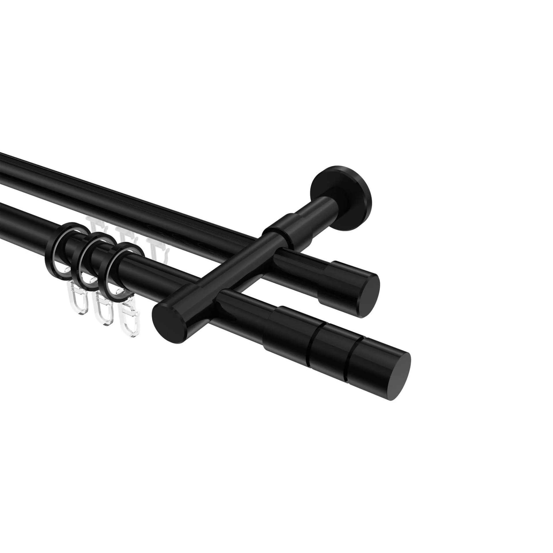 GARDINENSTANGE RUNDROHR-INNENLAUF Prestige Elanto 240 cm Schwarz 2-läufig