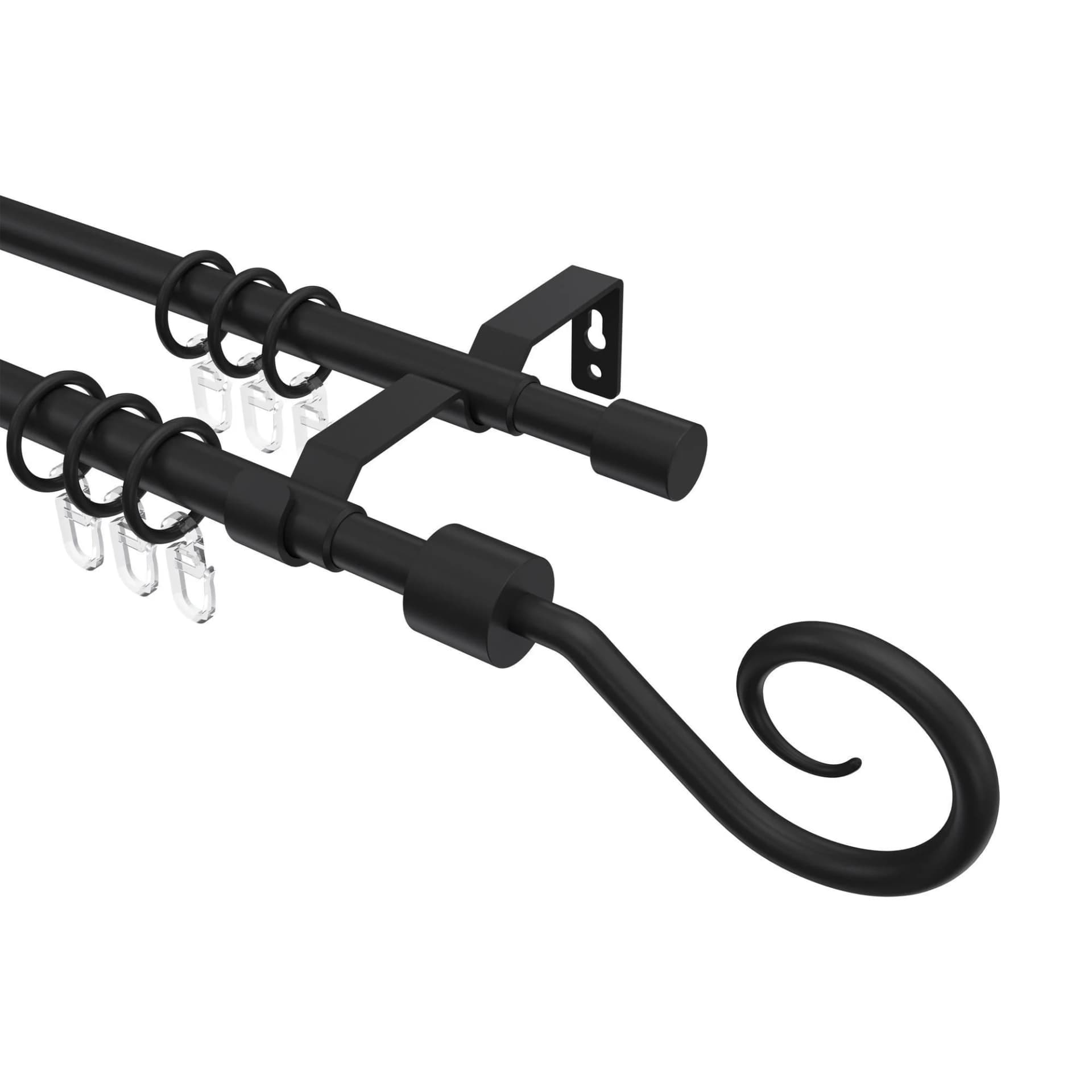 Hera Helix Gardinenstange Teleskop 130-240 cm Schwarz