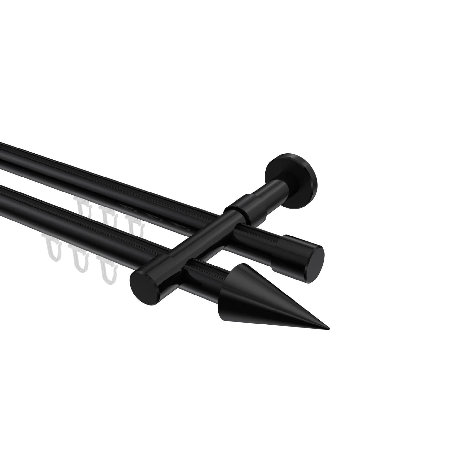 GARDINENSTANGE INNENLAUF Prestige Savio 280 cm Schwarz 2-läufig