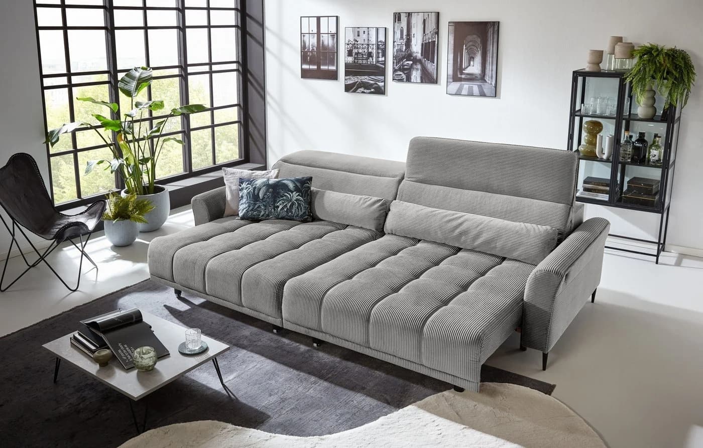 Iwaniccy Big-Sofa 2x elektr. Sitzverstellung, Cord silbergrau - Bild 2