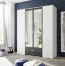 möbelando Kleiderschrank Hanau Weiß/Graphit mit Spiegeln und Schubladen Bild 1
