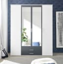 möbelando Kleiderschrank Hanau Weiß/Graphit mit Spiegeln und Schubladen Bild 3