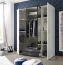 möbelando Kleiderschrank Hanau Weiß/Graphit mit Spiegeln und Schubladen Bild 4
