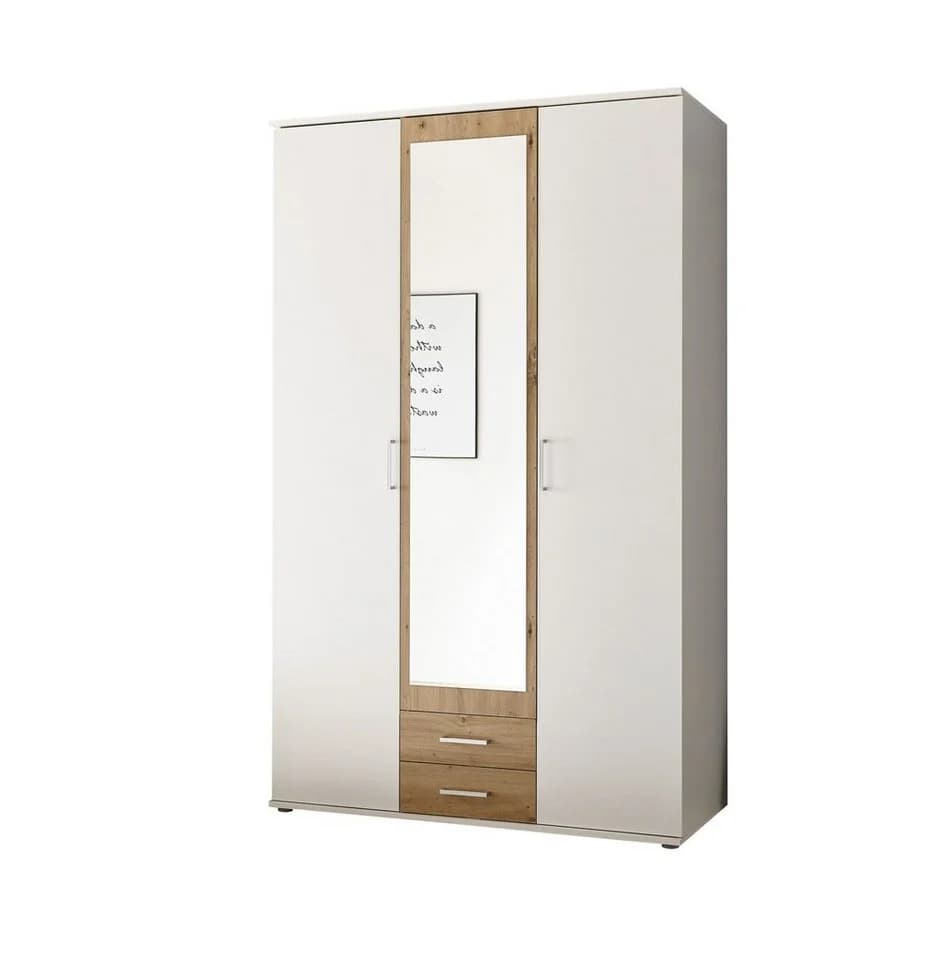 möbelando Kleiderschrank Hanau Weiß / Artisan Eiche 3 Türen 2 Schubladen - Bild 5