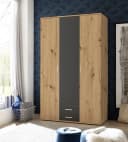 möbelando Kleiderschrank Marburg 3 Türen 2 Schubladen Eiche Graphit Bild 2