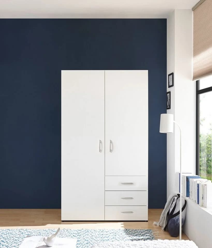 möbelando Kleiderschrank Harry Weiß mit 3 Schubladen und 2 Türen - Bild 3