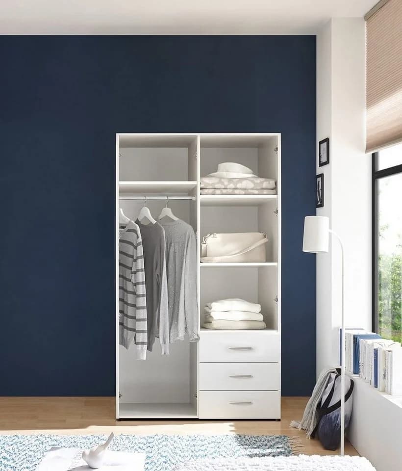 möbelando Kleiderschrank Harry Weiß mit 3 Schubladen und 2 Türen - Bild 4